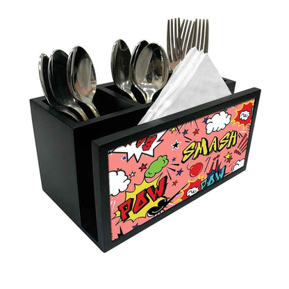 Cutlery Tissue Holder Napkin Stand -  Comic Pop Art Pin Nutcase