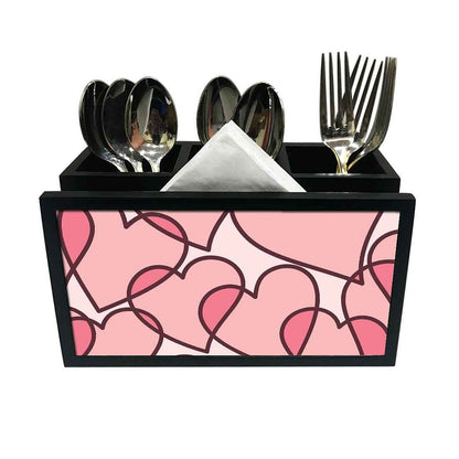 Cutlery Tissue Holder Napkin Stand -  Pink Heart Nutcase