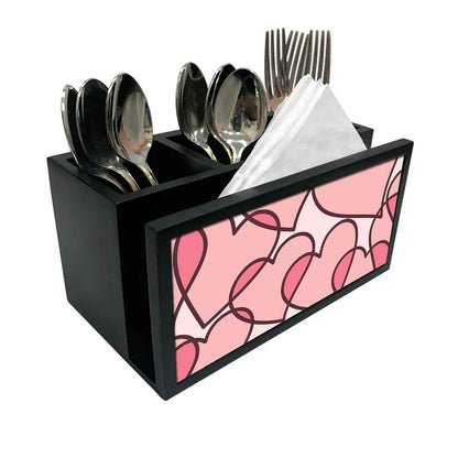 Cutlery Tissue Holder Napkin Stand -  Pink Heart Nutcase