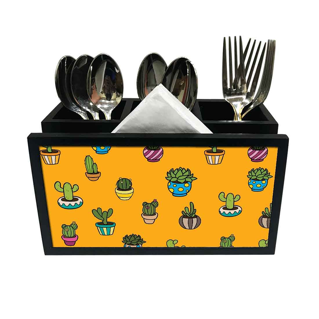 Cutlery Tissue Holder Napkin Stand -  Cactus Plants Nutcase