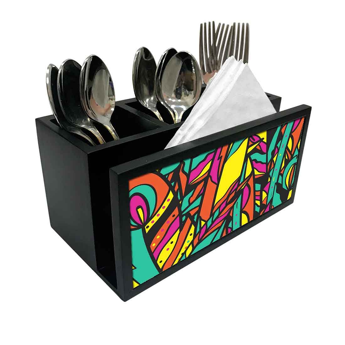 Cutlery Tissue Holder Napkin Stand -  Pop Art Jungle Nutcase