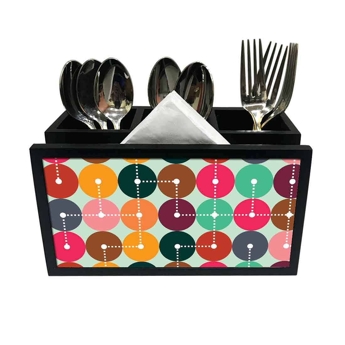 Cutlery Tissue Holder Napkin Stand -  Circle Code Pattern Nutcase