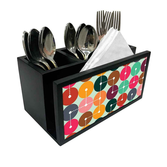 Cutlery Tissue Holder Napkin Stand -  Circle Code Pattern Nutcase