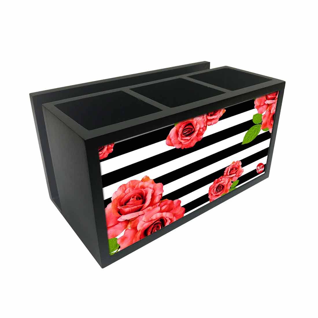 Cutlery Tissue Holder Napkin Stand -  Red Roses Nutcase