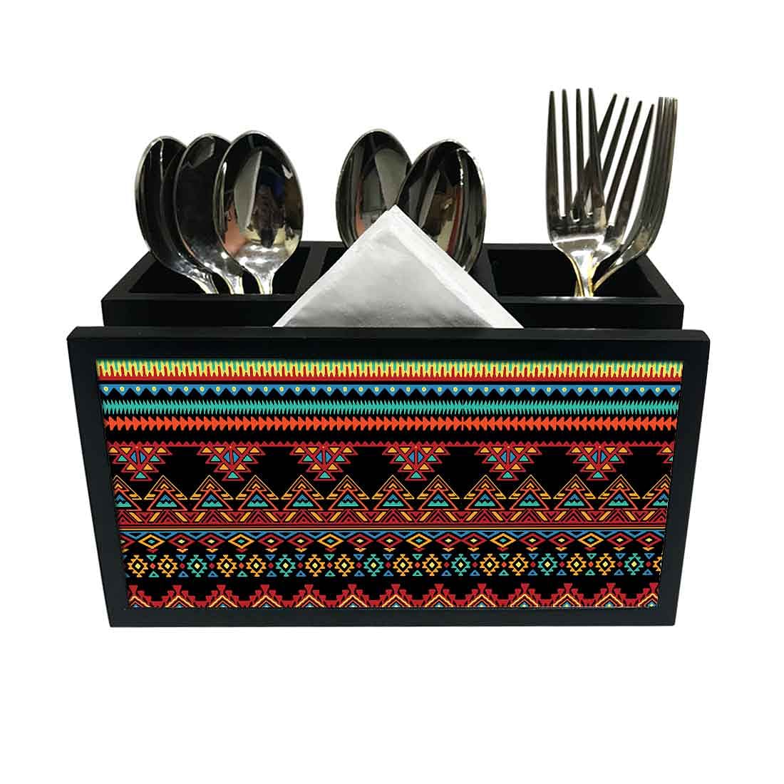 Cutlery Tissue Holder Napkin Stand -  Ethnic Design Nutcase