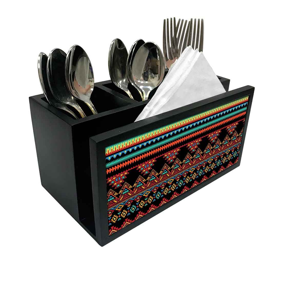 Cutlery Tissue Holder Napkin Stand -  Ethnic Design Nutcase