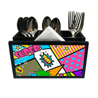 Cutlery Tissue Holder Napkin Stand -  Super Comic Art Nutcase