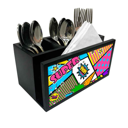 Cutlery Tissue Holder Napkin Stand -  Super Comic Art Nutcase