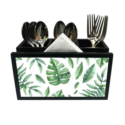 Cutlery Tissue Holder Napkin Stand -  Monstera Leaves Nutcase