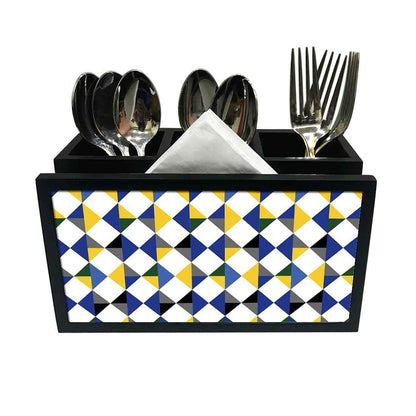 Cutlery Tissue Holder Napkin Stand -  Mini Blue Diamonds Nutcase