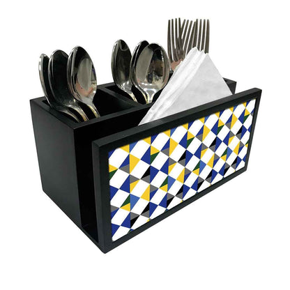 Cutlery Tissue Holder Napkin Stand -  Mini Blue Diamonds Nutcase