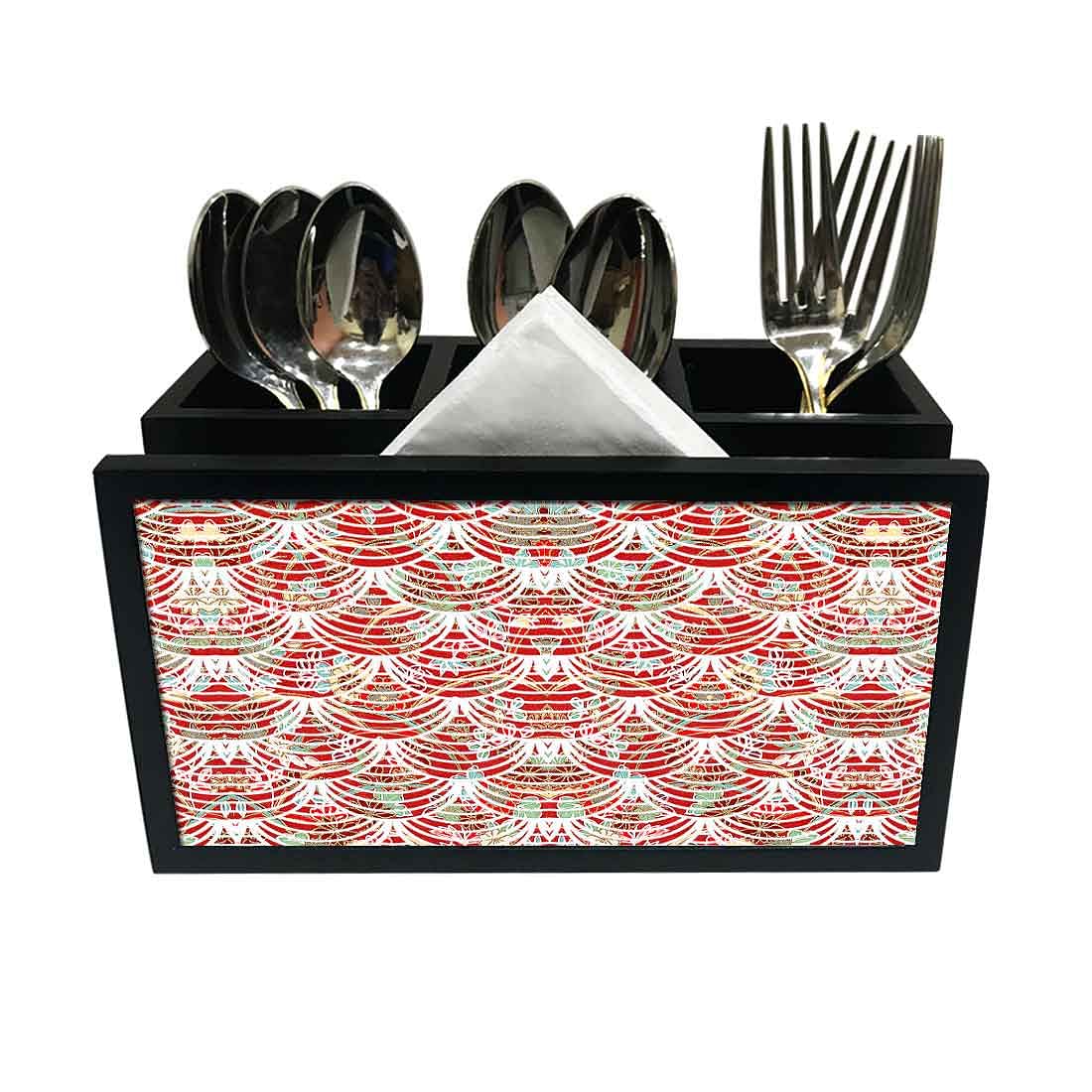 Cutlery Tissue Holder Napkin Stand -  Floral Waves Nutcase