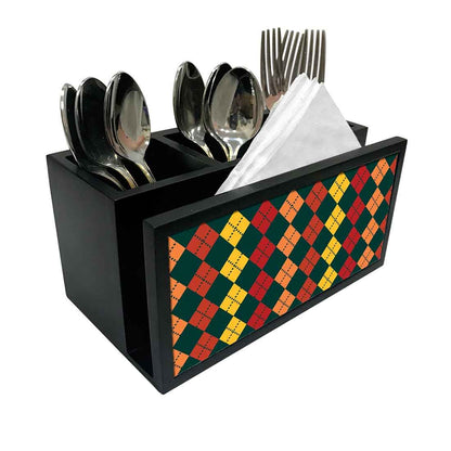 Cutlery Tissue Holder Napkin Stand -  Diamonds Pattern Nutcase