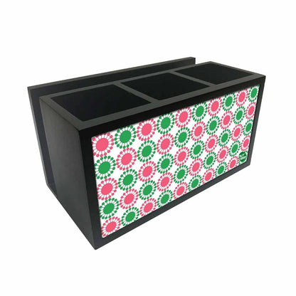 Cutlery Tissue Holder Napkin Stand -  Pink and Green Circle Pattern Nutcase