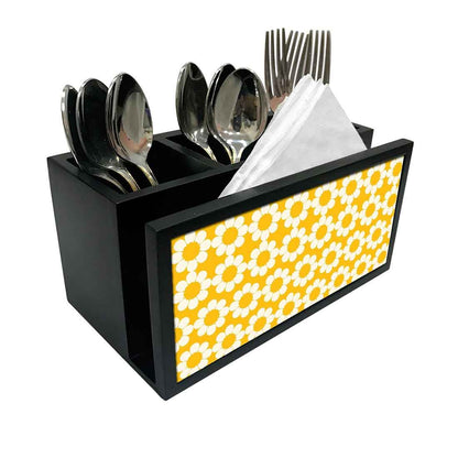 Cutlery Tissue Holder Napkin Stand -  Yellow Flower Nutcase