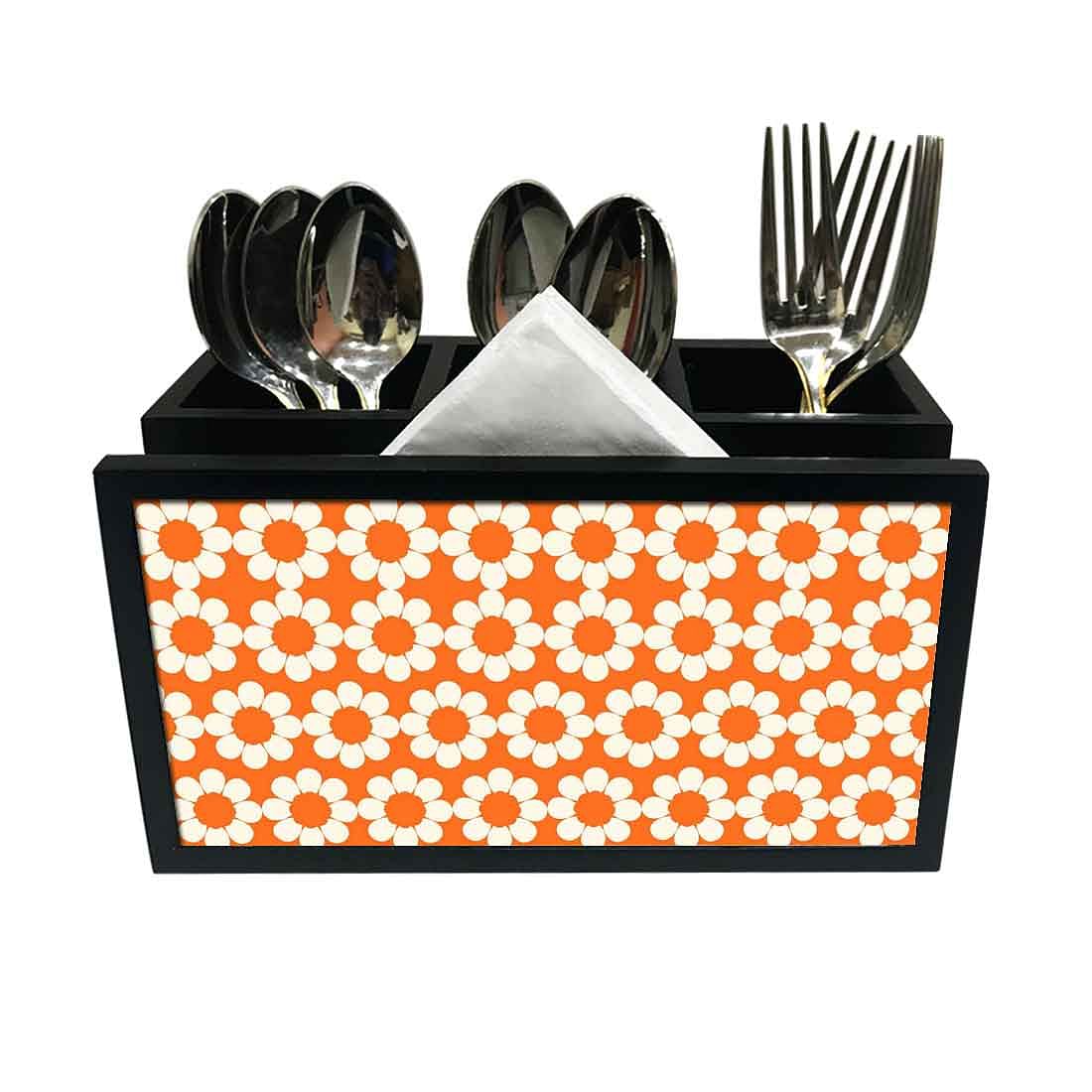 Cutlery Tissue Holder Napkin Stand -  Orange Flower Nutcase