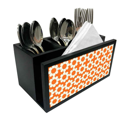 Cutlery Tissue Holder Napkin Stand -  Orange Flower Nutcase