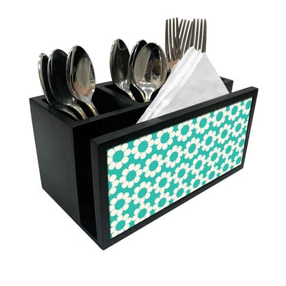 Cutlery Tissue Holder Napkin Stand -  Green Flower Nutcase