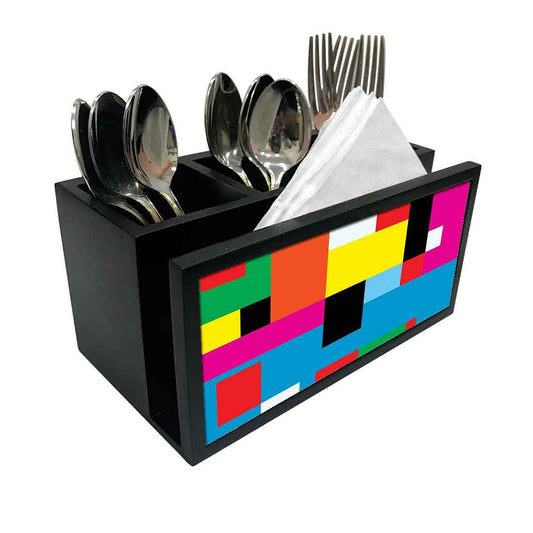 Cutlery Tissue Holder Napkin Stand -  Blocks of Color Nutcase