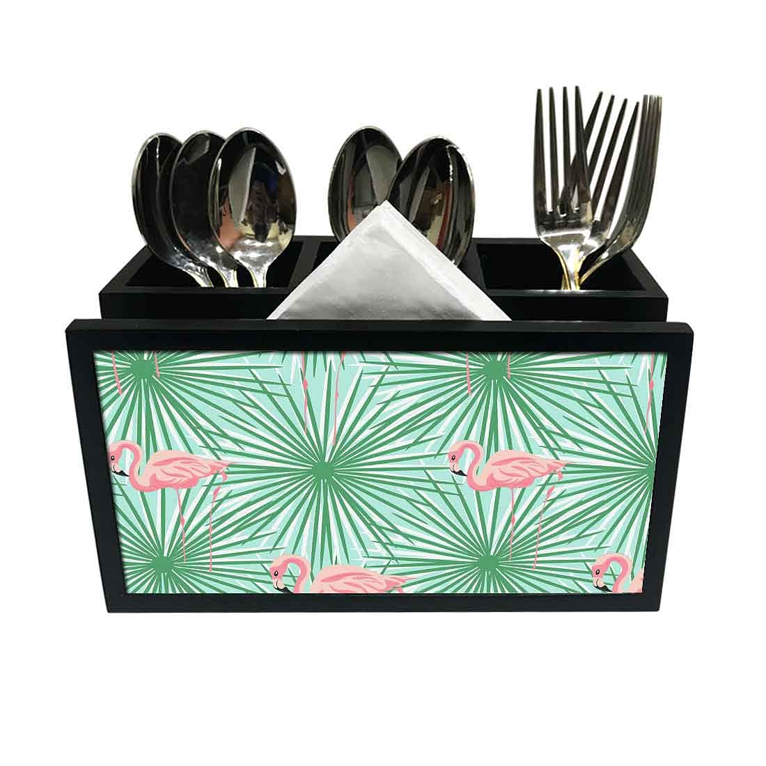 Cutlery Tissue Holder Napkin Stand -  Flamingo Nutcase