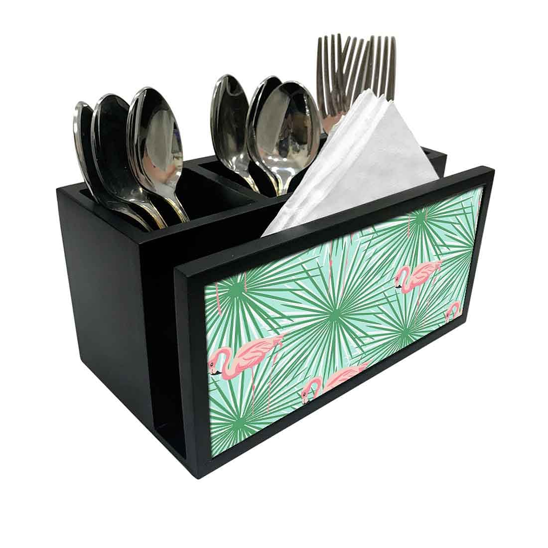 Cutlery Tissue Holder Napkin Stand -  Flamingo Nutcase