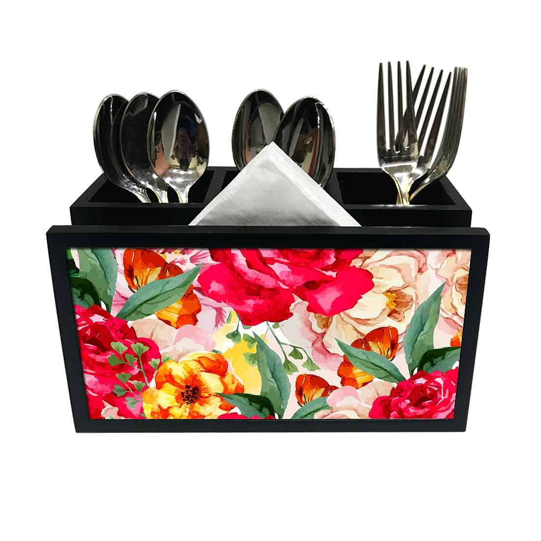 Cutlery Tissue Holder Napkin Stand -  Watercolor Rose Nutcase
