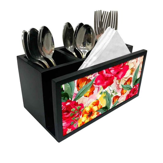 Cutlery Tissue Holder Napkin Stand -  Watercolor Rose Nutcase