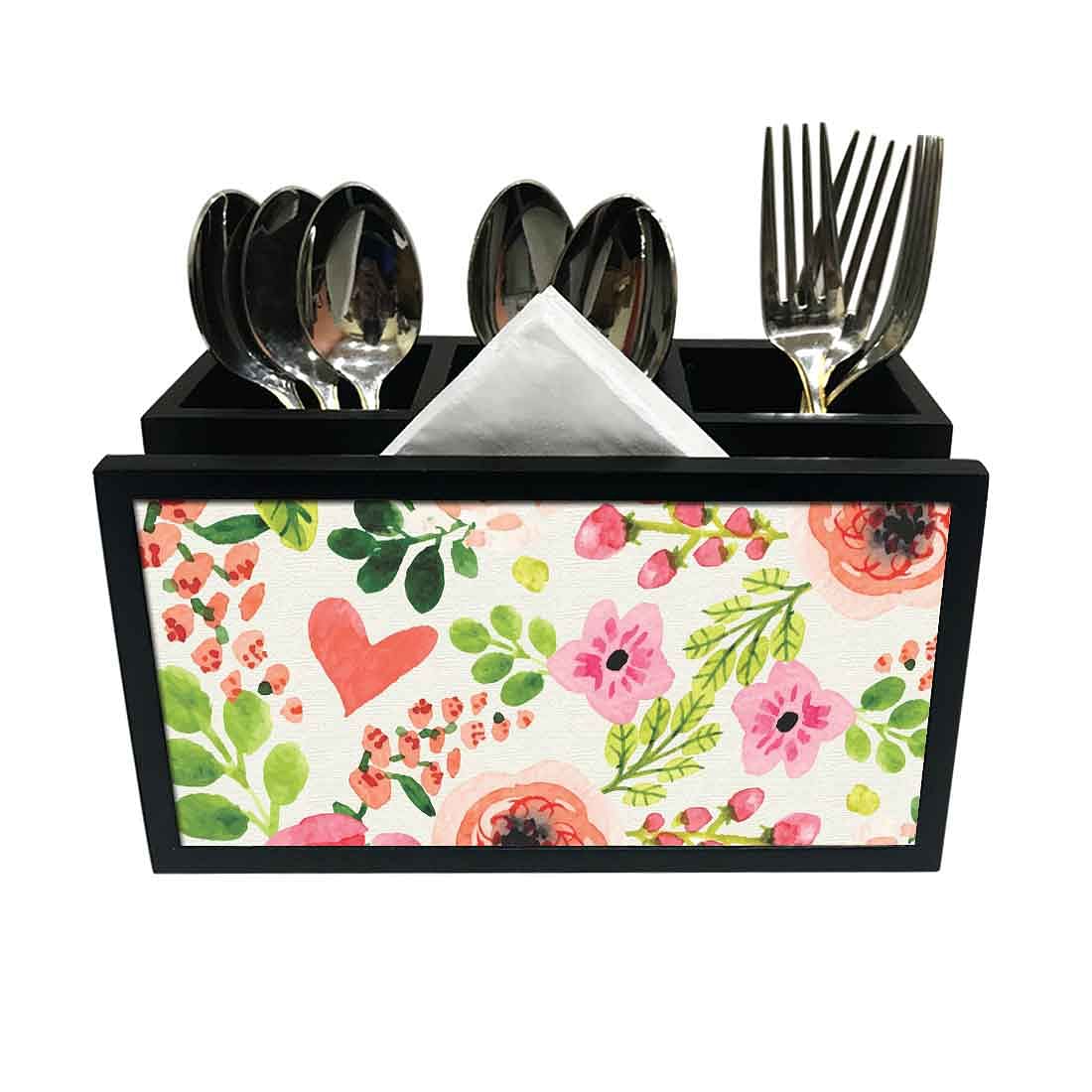 Cutlery Tissue Holder Napkin Stand -  Watercolor Floral Nutcase