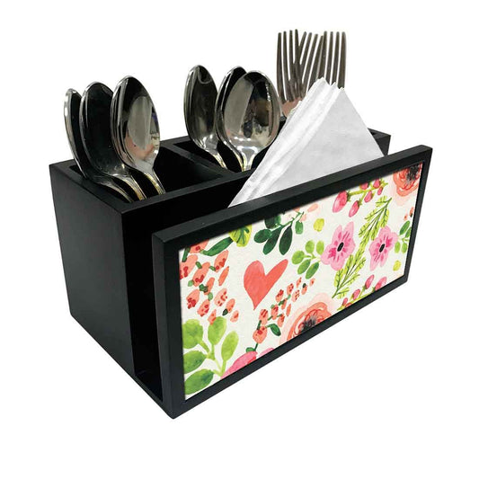 Cutlery Tissue Holder Napkin Stand -  Watercolor Floral Nutcase