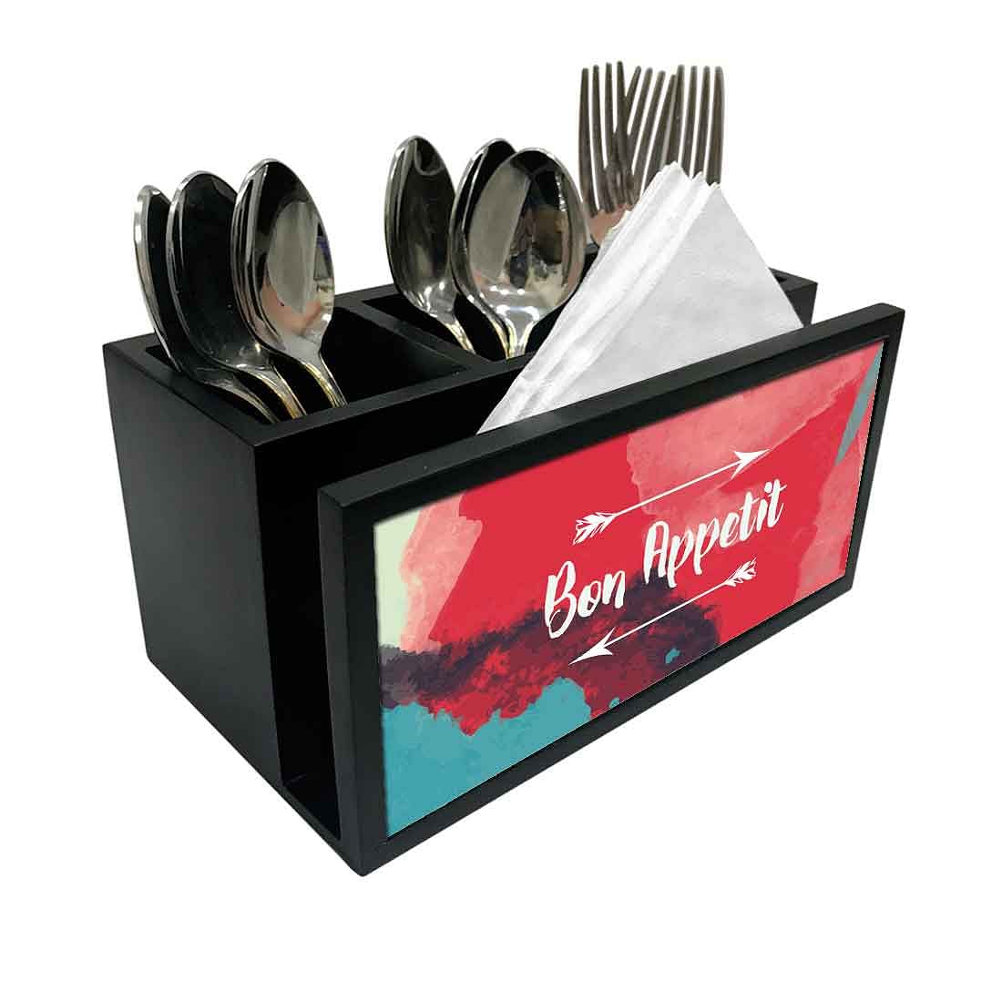 Cutlery Tissue Holder Napkin Stand -  Red Watercolor Nutcase