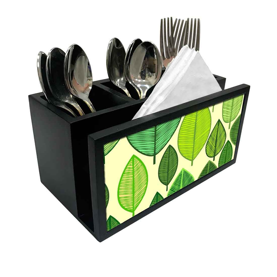 Cutlery Tissue Holder Napkin Stand -  Leaves Everywhere Nutcase