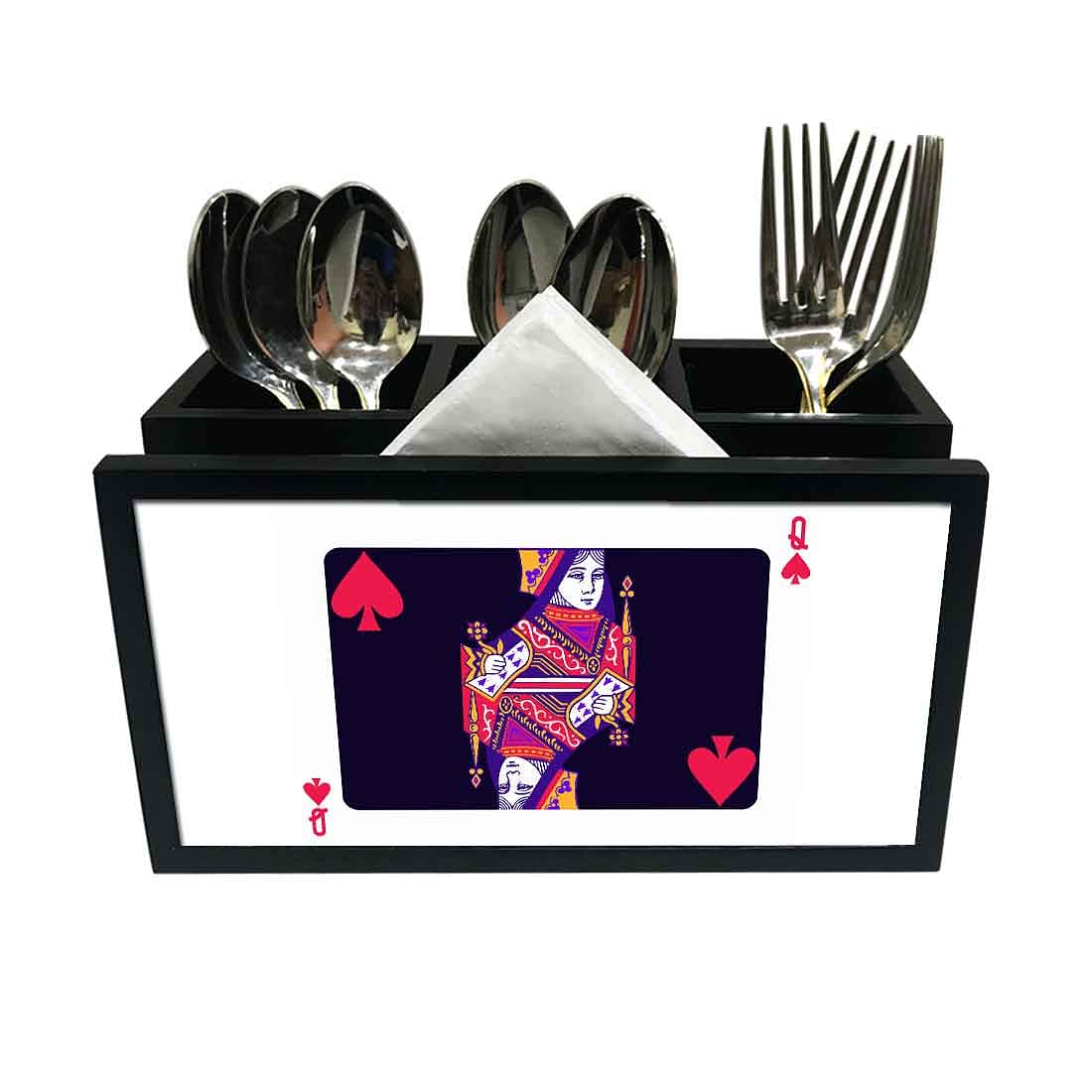 Cutlery Tissue Holder Napkin Stand -  Queen Cards Nutcase