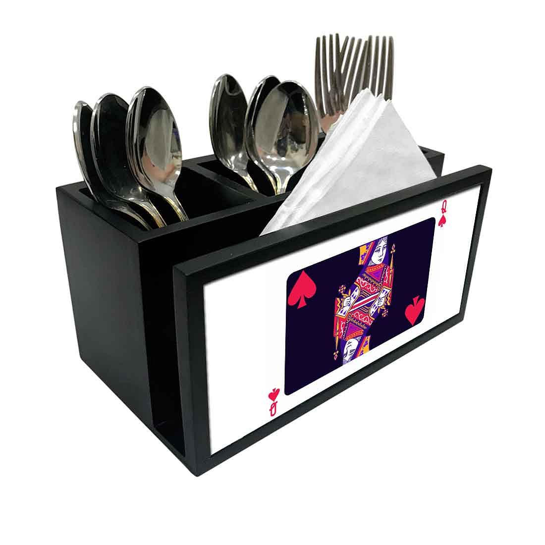 Cutlery Tissue Holder Napkin Stand -  Queen Cards Nutcase