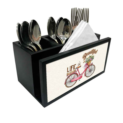 Cutlery Tissue Holder Napkin Stand -  Life is Beautiful Nutcase