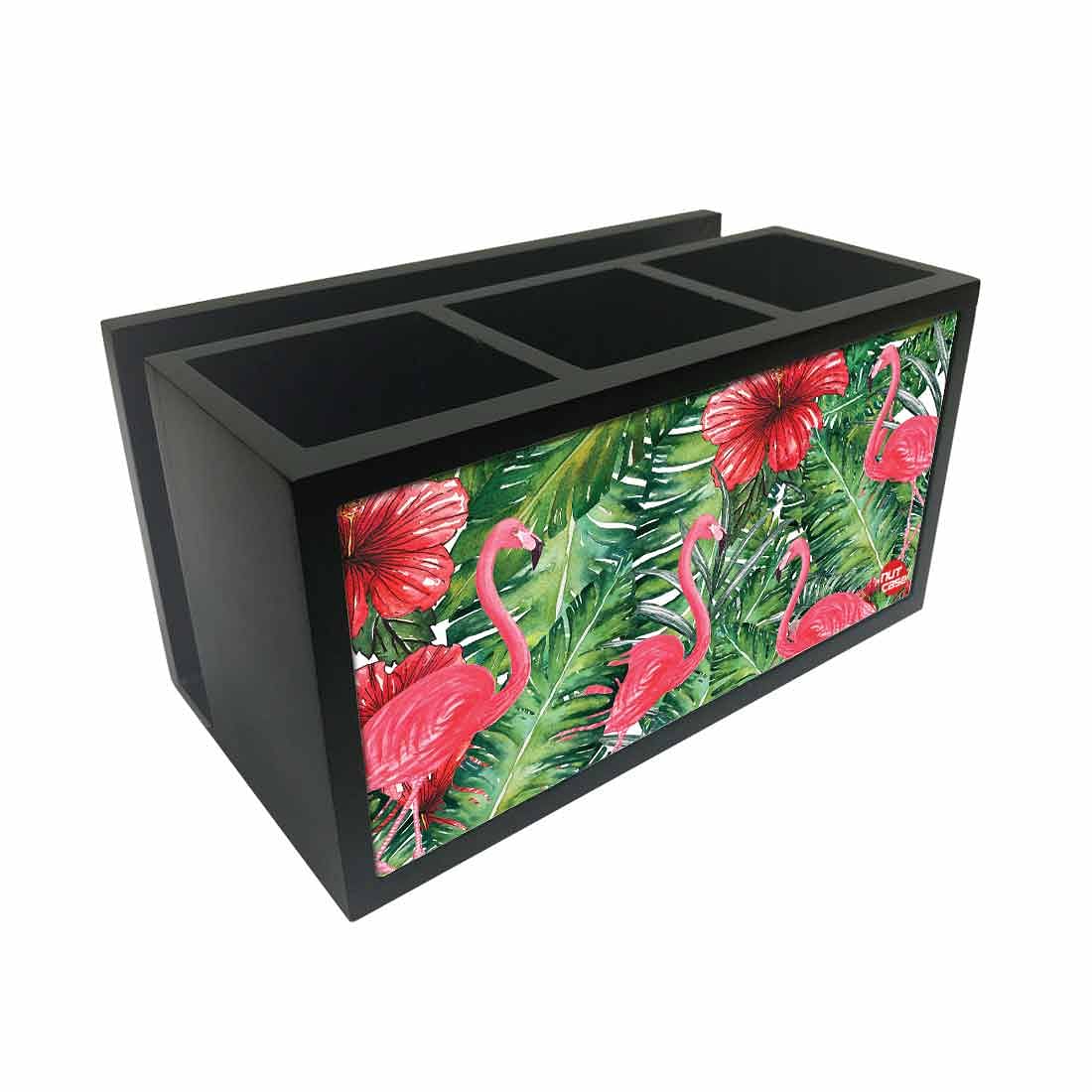 Cutlery Tissue Holder Napkin Stand -  Flamingo and Hibiscus Nutcase