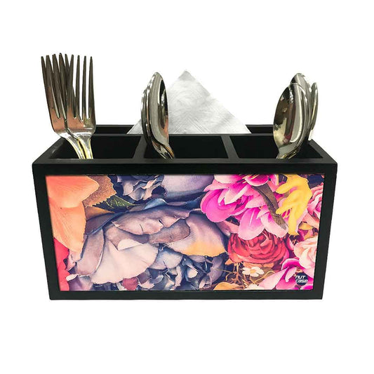 Cutlery Tissue Holder Napkin Stand -  Flower Watercolor Nutcase
