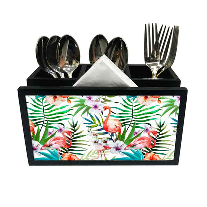 Cutlery Tissue Holder Napkin Stand -  Flamingo and Leaf Nutcase