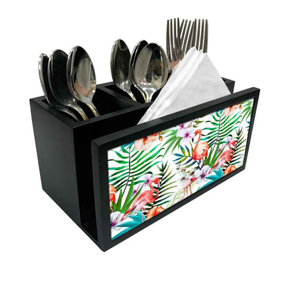 Cutlery Tissue Holder Napkin Stand -  Flamingo and Leaf Nutcase