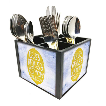 Easy Peasy Cutlery Holder Stand Silverware Caddy Organizer for Spoons, Forks & Knives-Made of Pinewood Nutcase