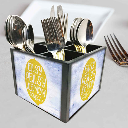 Easy Peasy Cutlery Holder Stand Silverware Caddy Organizer for Spoons, Forks & Knives-Made of Pinewood