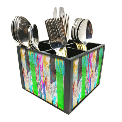 Mix Colors Cutlery Holder Stand Silverware Caddy Organizer for Spoons, Forks & Knives-Made of Pinewood Nutcase