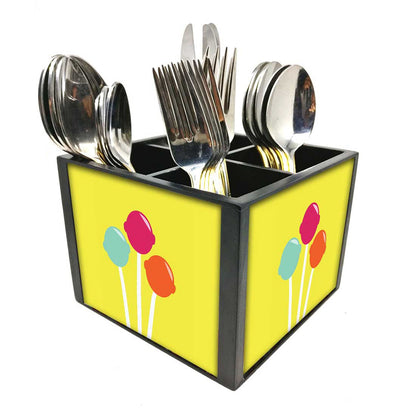 Lollipops Cutlery Holder Stand Silverware Caddy Organizer for Spoons, Forks & Knives-Made of Pinewood Nutcase