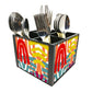 Graffiti Style Cutlery Holder Stand Silverware Caddy Organizer for Spoons, Forks & Knives-Made of Pinewood Nutcase