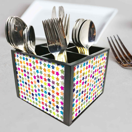 New Black Caddy Organizer for Spoons, Forks & Knives - Colorful Stars