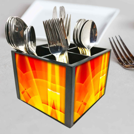 Sun Cutlery Holder Stand Silverware Caddy Organizer for Spoons, Forks & Knives-Made of Pinewood