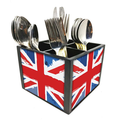 Truly Great Cutlery Holder Stand Silverware Caddy Organizer for Spoons, Forks & Knives-Made of Pinewood Nutcase