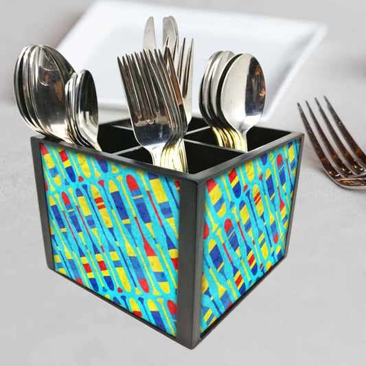 Paddle Cutlery Holder Stand Silverware Caddy Organizer for Spoons, Forks & Knives-Made of Pinewood