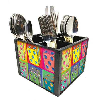 Designer Cutlery Stand Organizer for Spoons, Forks & Knives-Designer Colorful Dice Nutcase