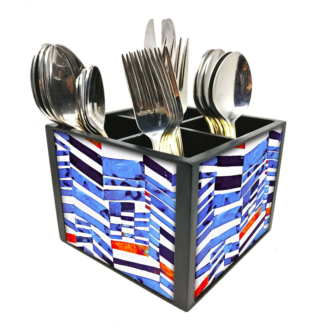 Mix Match Cutlery Holder Stand Silverware Caddy Organizer for Spoons, Forks & Knives-Made of Pinewood Nutcase