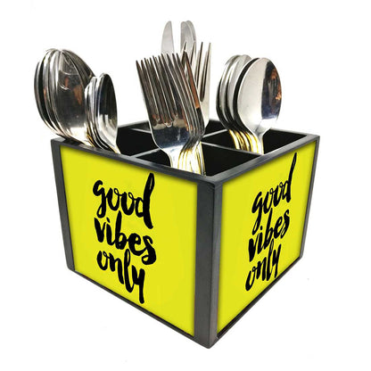 Amazing Wooden Cutlery Holder for Kitchen Organizer - Good Vibes Nutcase